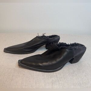 Women's Black Leather Mules Free People Boots Bootie slip-on clogs